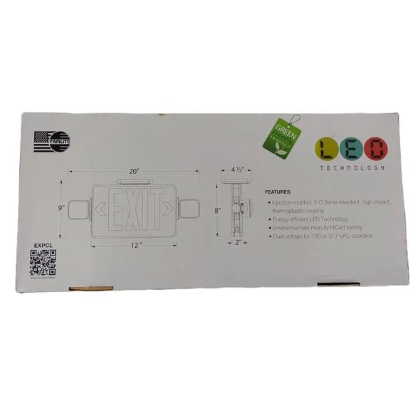 NEW Tamlite Green EXIT Sign + LED Emergency Lights, Dual Voltage, Battery Tamco - Picture 4 of 10